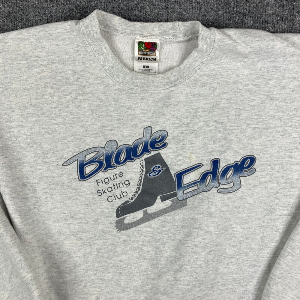 Fruit of the Loom Sweatshirt Mens Size‎ L Gray Blade & Edge Skating Crewneck